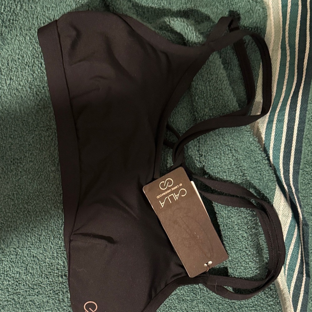 CALA Elegant Black Loop Back Bikini Top